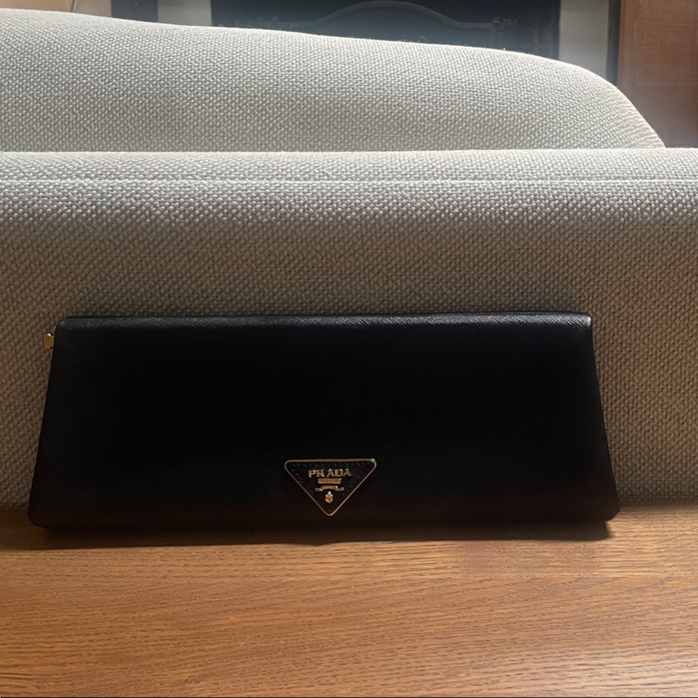 Prada Black Saffiano Leather Clutch